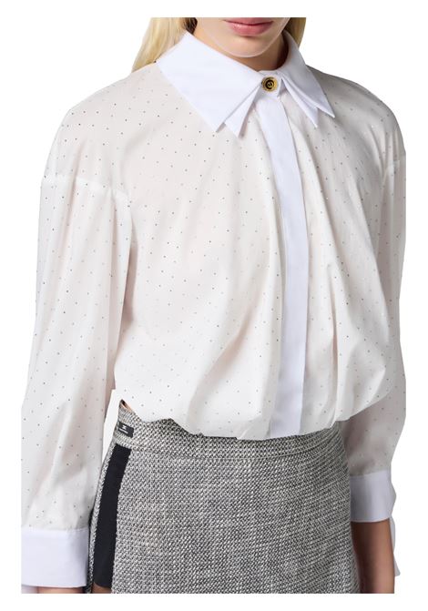 Poplin shirt with rhinestones and knot ELISABETTA FRANCHI | shirts | CA08151E2100